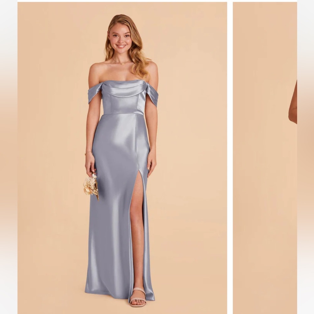 Birdy Grey Off-Shoulder Silver Maxi Dress